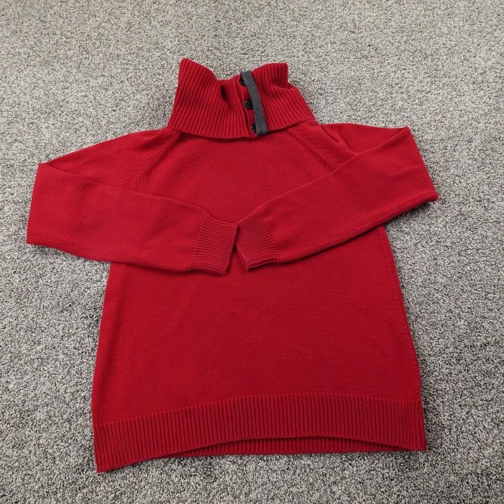 Gap Sweater Womens XL Red Knit Pullover Button Funnel Neck Cowl Sweatshirt Cozy